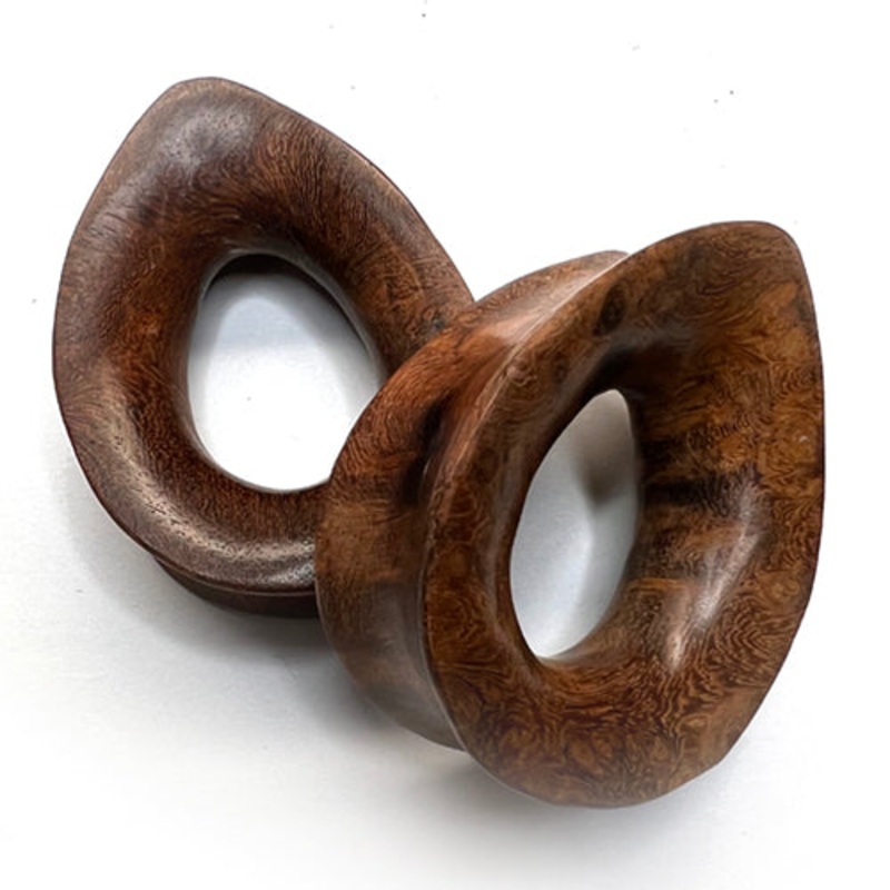 Ambonya Burl Teardrop Eyelets by Diablo Organics 1-1/2 inch (38mm) Brown Pair
