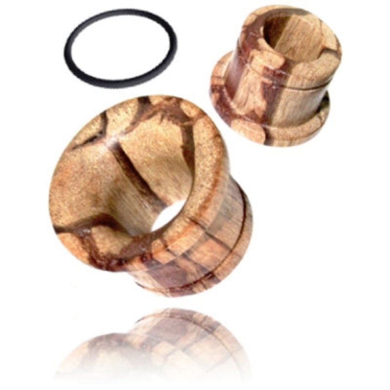 Antique Wood Single Flared Tunnels 15/32 inch (12mm) Antique Wood Pair