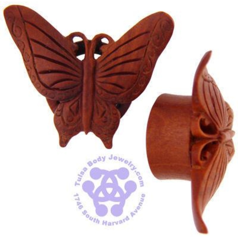 Autumn Butterfly Plugs by Urban Star Organics 9/16 inch (14mm) Sabo Wood Pair
