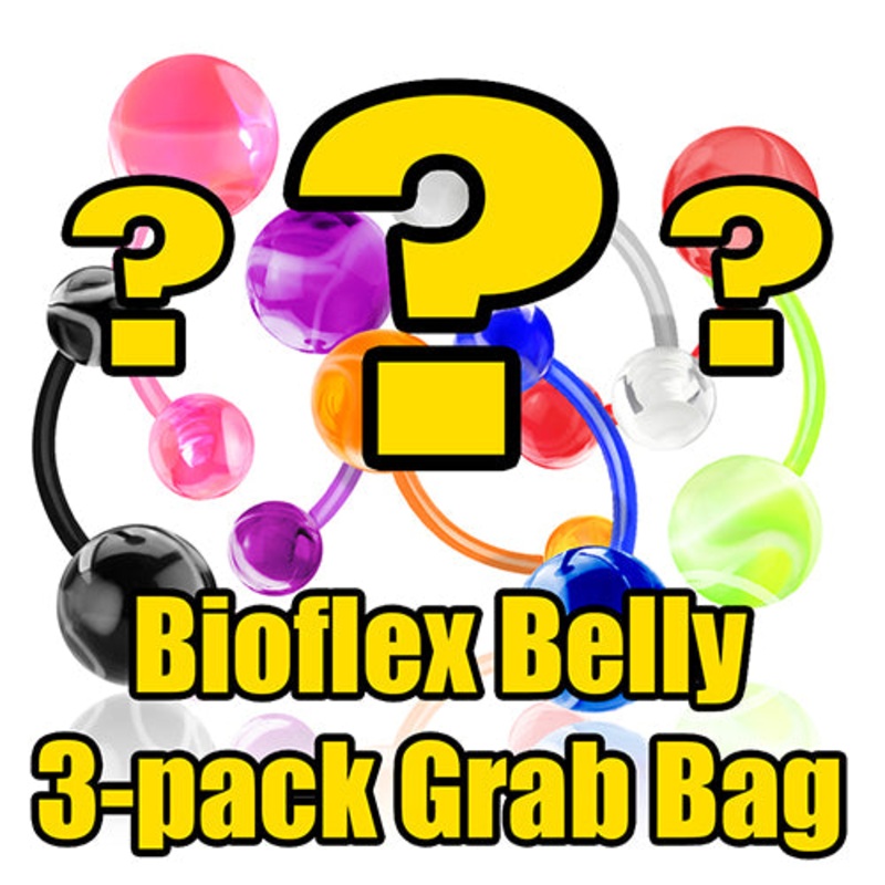 Bioflex Belly Ring Grab Bag (3-Pack) 14g – 3/8″ long (10mm) Assorted 3-Pack