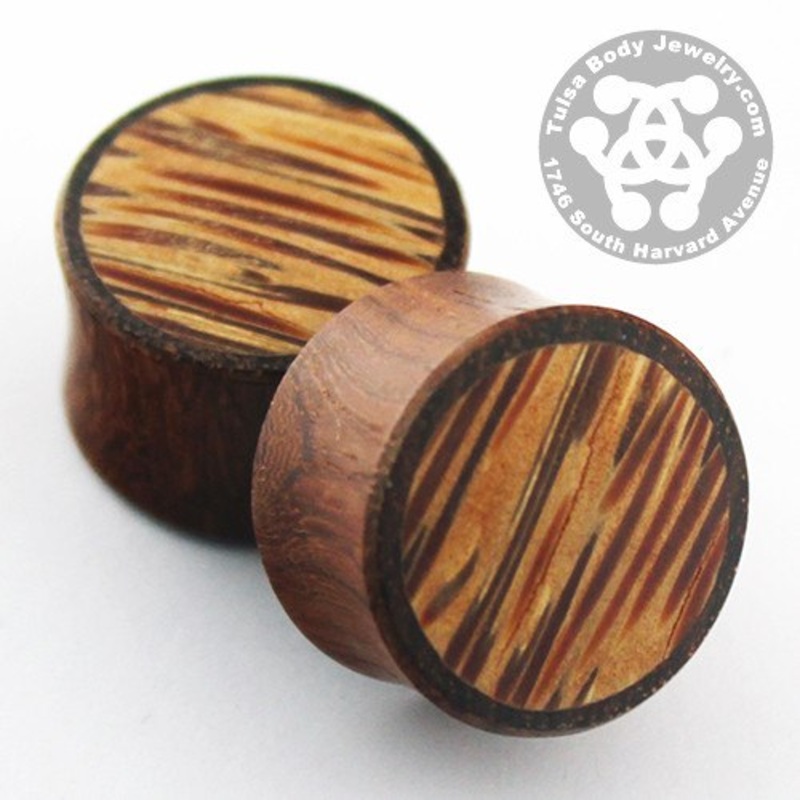 Bloodwood & Coconut Palm Wood Plugs by Siam Organics 9/16 inch (14mm) Bloodwood Pair