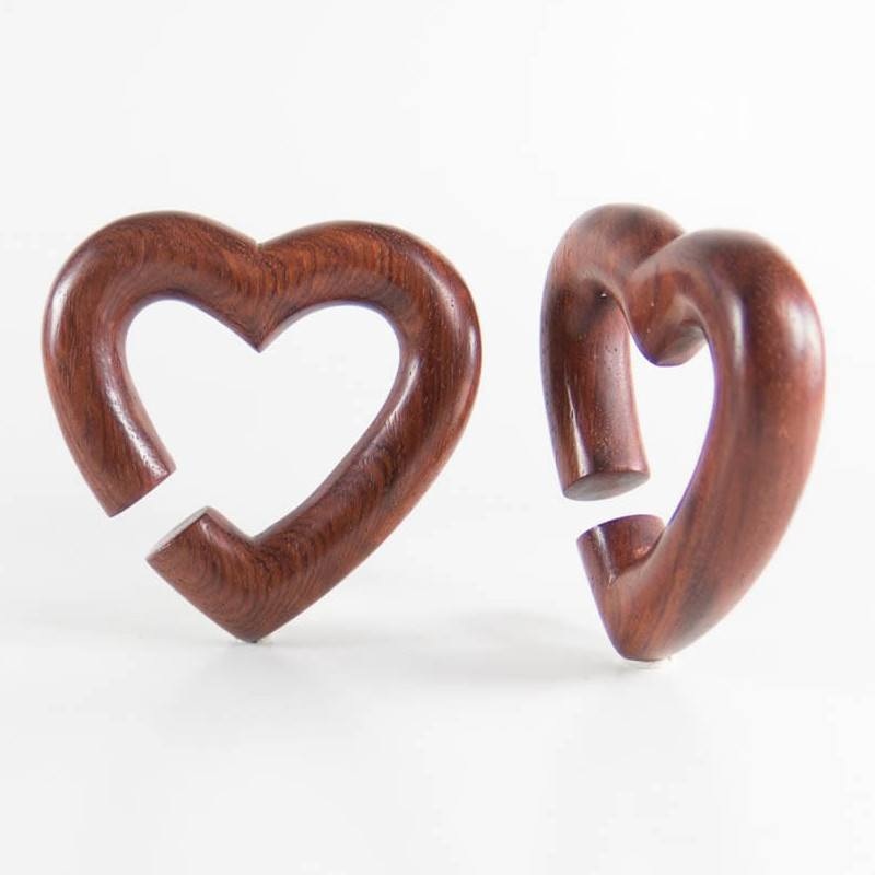 Bloodwood Hearts by Siam Organics 00 gauge (10mm) Bloodwood Pair