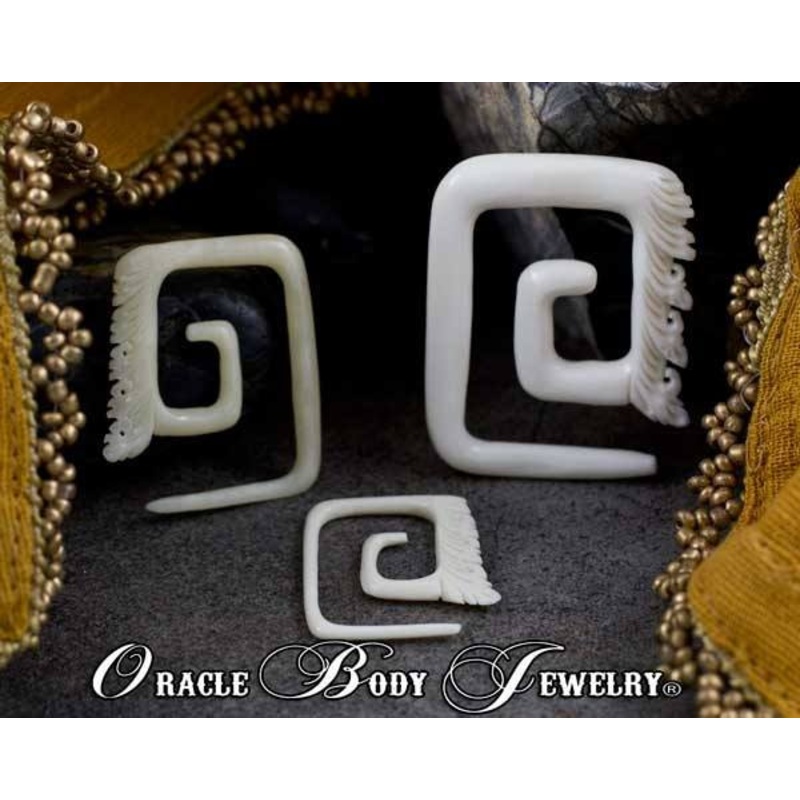 Bone Square Temple Spirals by Oracle Body Jewelry 2 gauge (6mm) Bone Pair