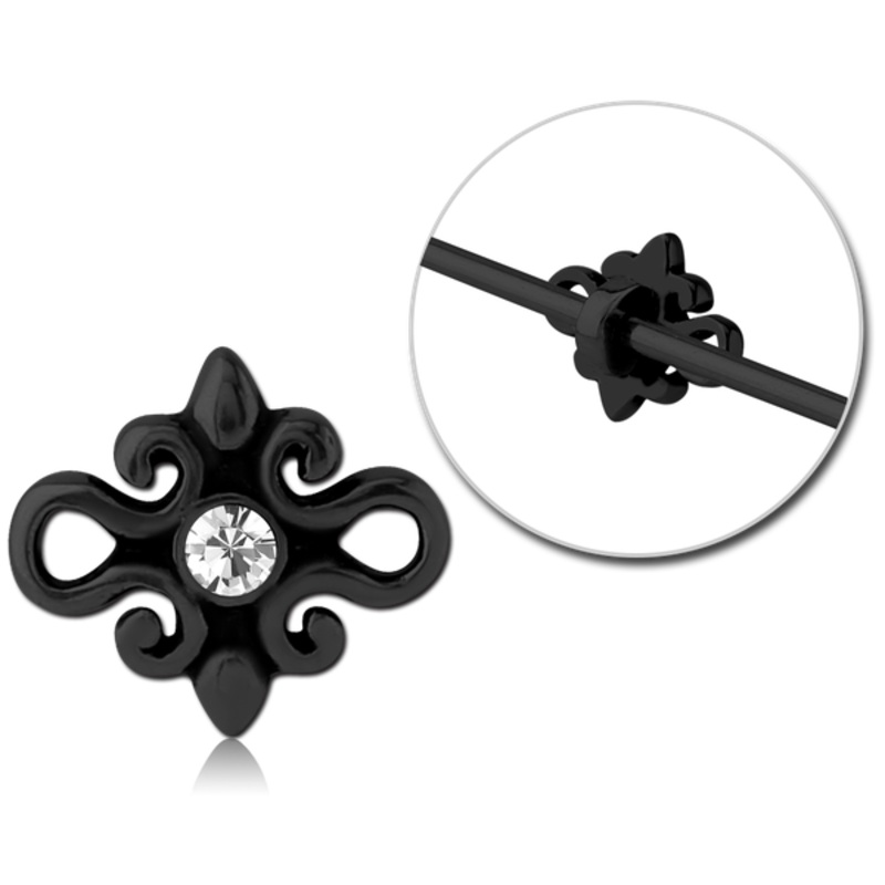 CZ Black Barbell Charm 9.8×11.1mm Black