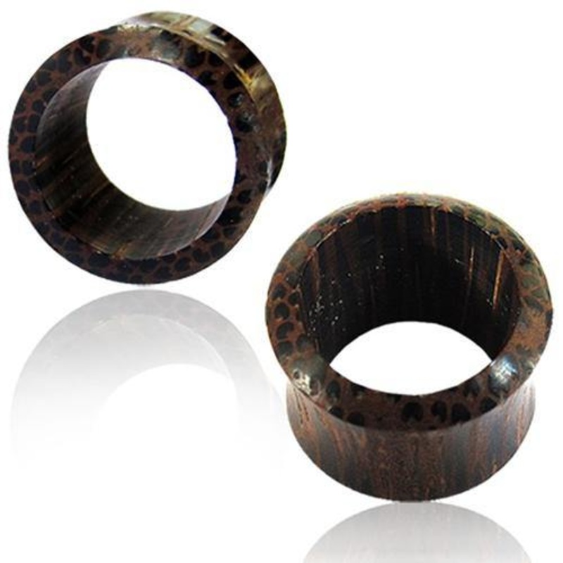 Palm Wood Double Flared Tunnels 6 gauge (4mm) Palm Wood Pair