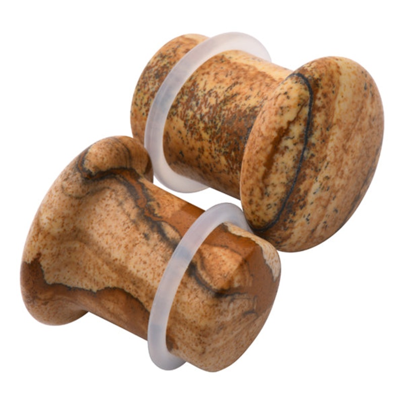 Picture Jasper Single Flare Plugs 8 gauge (3mm) Picture Jasper