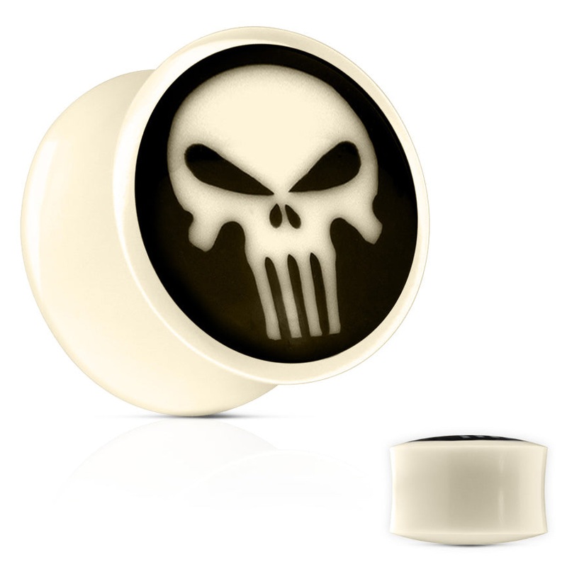 Punisher Inlay Bone Plugs 7/8 inch (22mm) Bone Pair