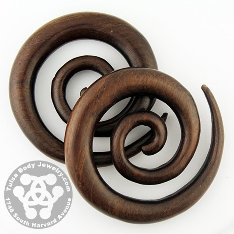 Raintree Long Spirals by Siam Organics 6 gauge (4mm) Raintree Wood Pair
