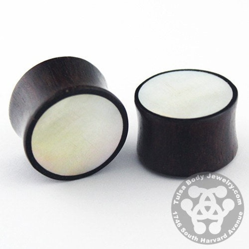 Raintree & Mother of Pearl Plugs by Siam Organics 0 gauge (8mm) Raintree Pair