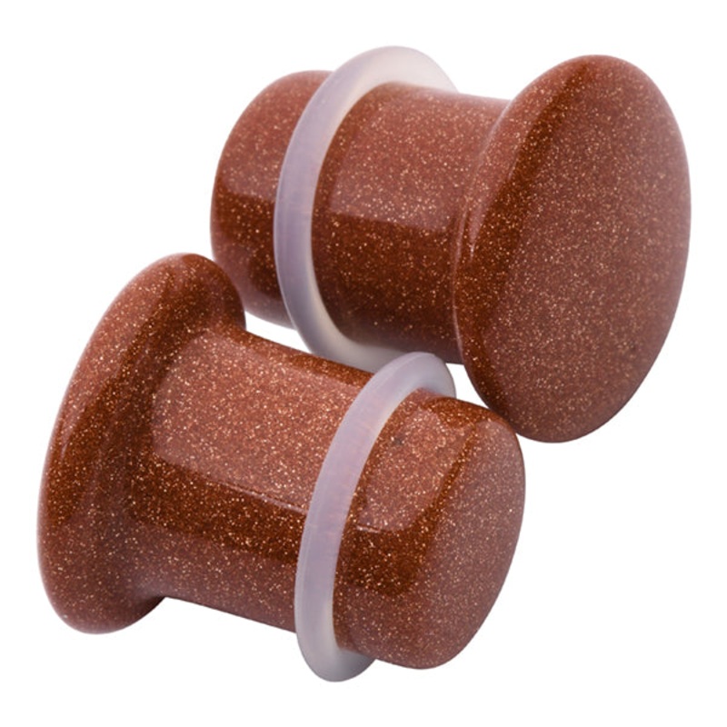 Red Goldstone Single Flare Plugs 8 gauge (3mm) Red Goldstone