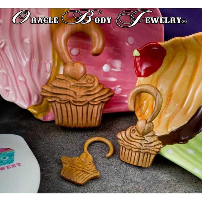 Saba Cupcake Hangers by Oracle Body Jewelry 8 gauge (3mm) Saba Wood Pair