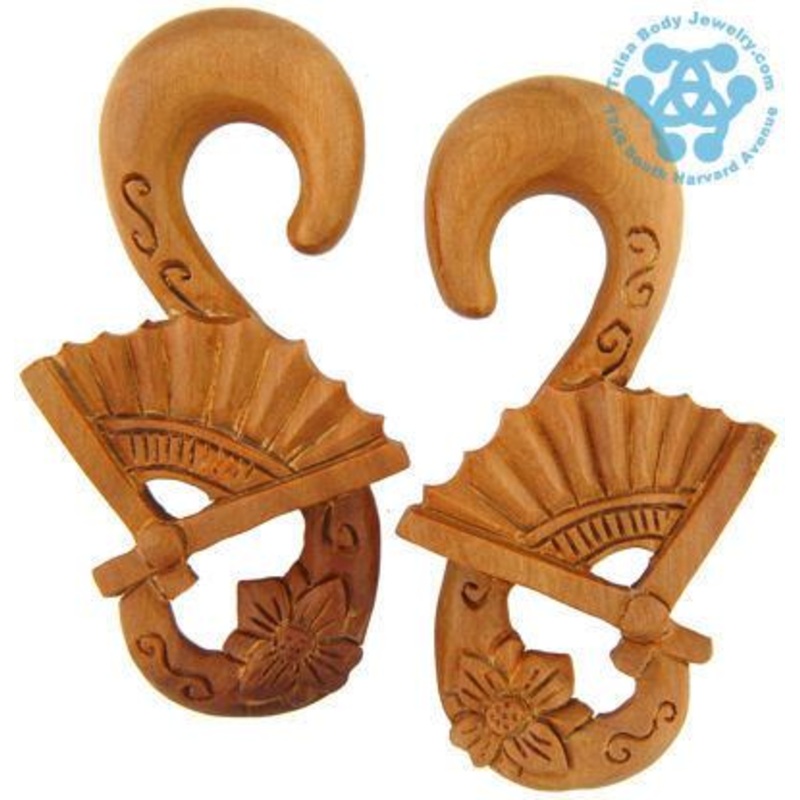Saba Geisha Hangers by Oracle Body Jewelry 8 gauge (3mm) Saba Wood Pair
