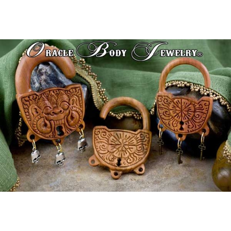 Saba Locked & Loaded Hangers by Oracle Body Jewelry 2 gauge (6mm) Saba Wood Pair
