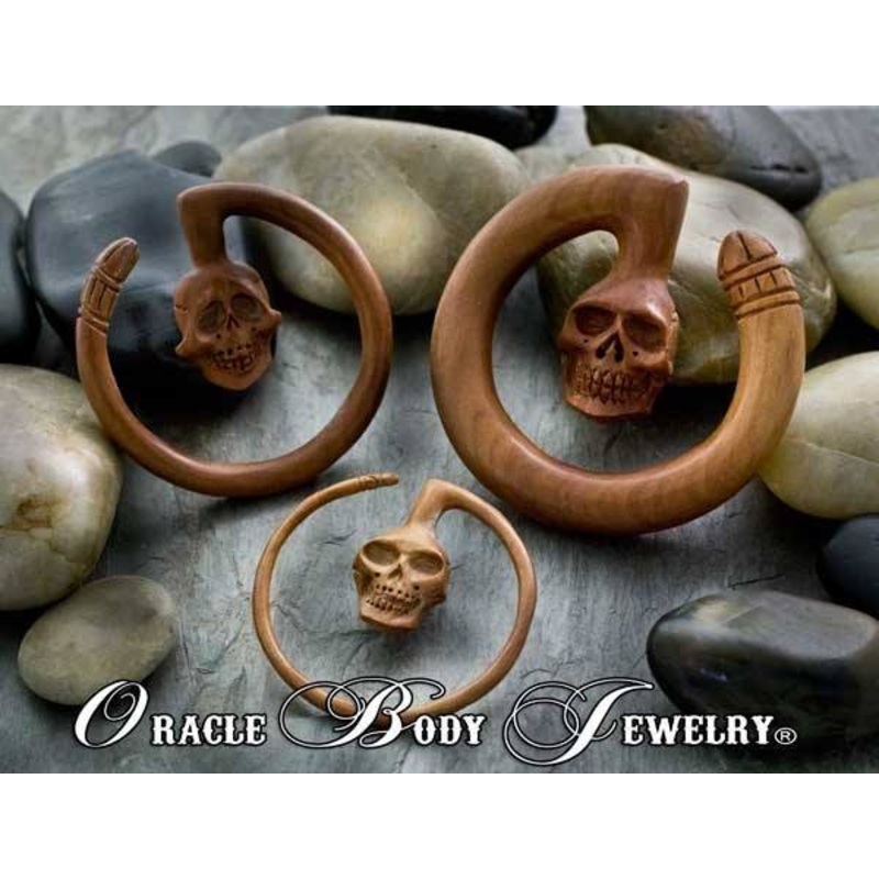 Saba Skull Ring Hangers by Oracle Body Jewelry 4 gauge (5mm) Saba Wood Pair