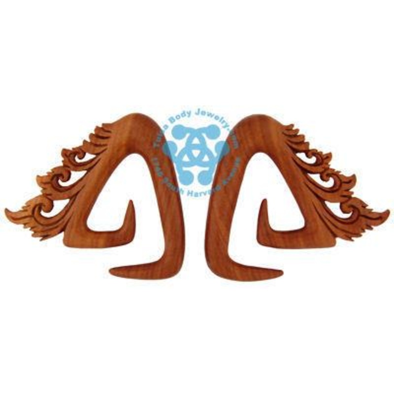 Saba Trinity Temple Spirals by Oracle Body Jewelry 2 gauge (6mm) Saba Wood Pair