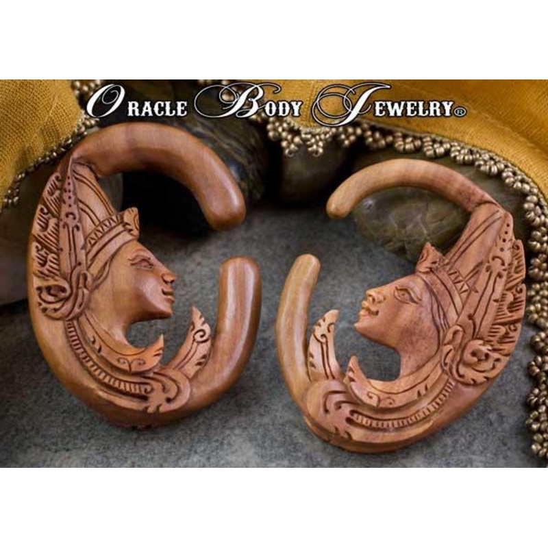 Saba Wood Cradle of Love Hangers by Oracle Body Jewelry 00 gauge (10mm) Saba Wood Pair