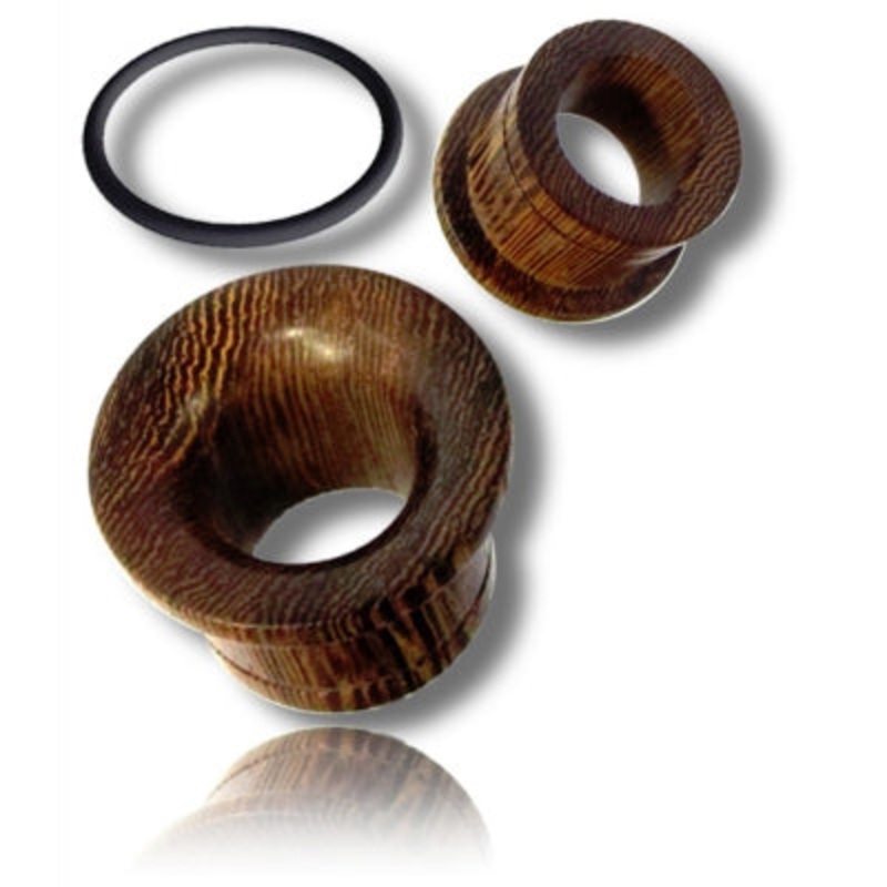 Siamea Wood Single Flared Tunnels 00 gauge (10mm) Siamea Wood Pair