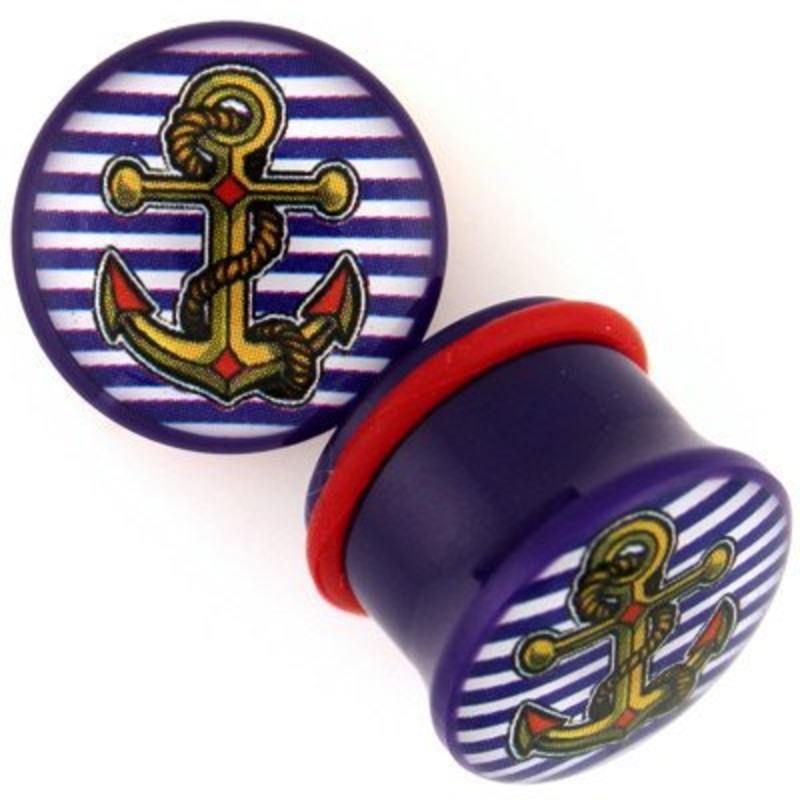 Single Flare Purple Anchor Plugs 2 gauge (6mm) Purple Pair