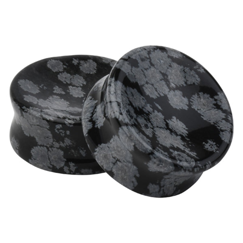 Snowflake Obsidian Concave Plugs 2 gauge (6mm) Snowflake Obsidian