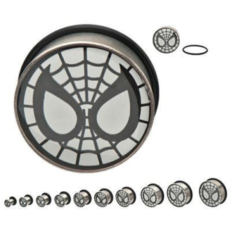 Spiderman Stainless Plugs 1/2 inch (12mm) Stainless Steel Pair