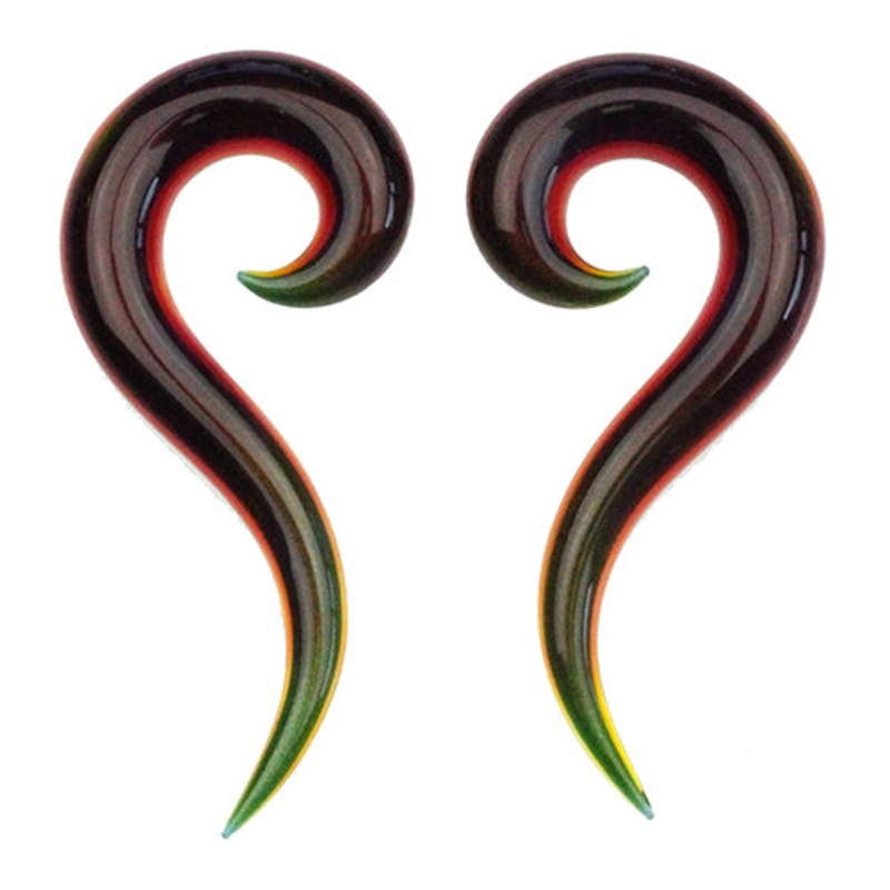 Tail Spiral Shapes by Glasswear Studios 8 gauge (3mm) Amber Pair