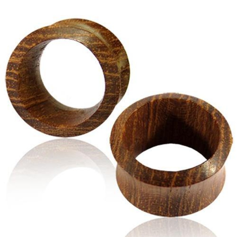 Teak Wood Double Flared Tunnels 6 gauge (4mm) Teak Wood Pair