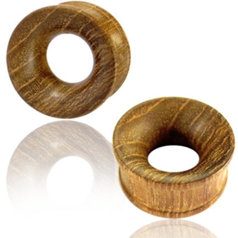 Teak Wood Double Flared Tunnels 7/16 inch (11mm) Teak Wood Pair