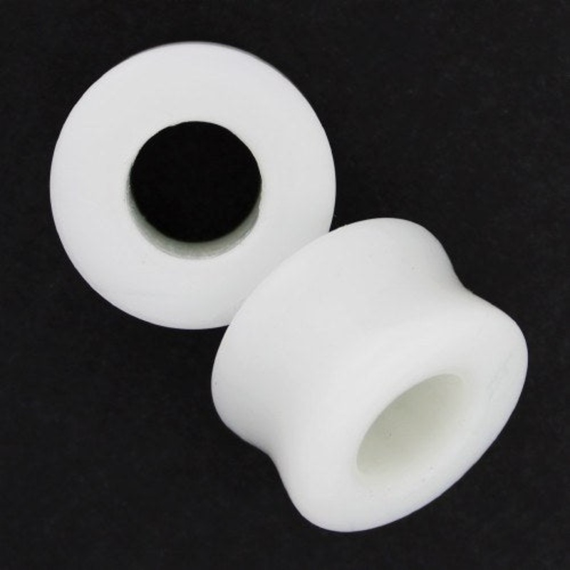 Thick Walled White Glass Tunnels 0 gauge (8mm) White Pair