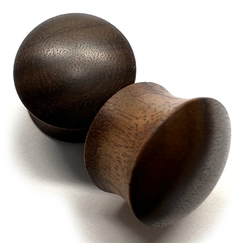 Walnut Wood Convex Front Plugs 8 gauge (3mm) – 10mm wearable Walnut
