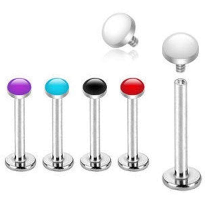 16g Enamel Top Stainless Labret 16g – 5/16″ long (8mm) Blue