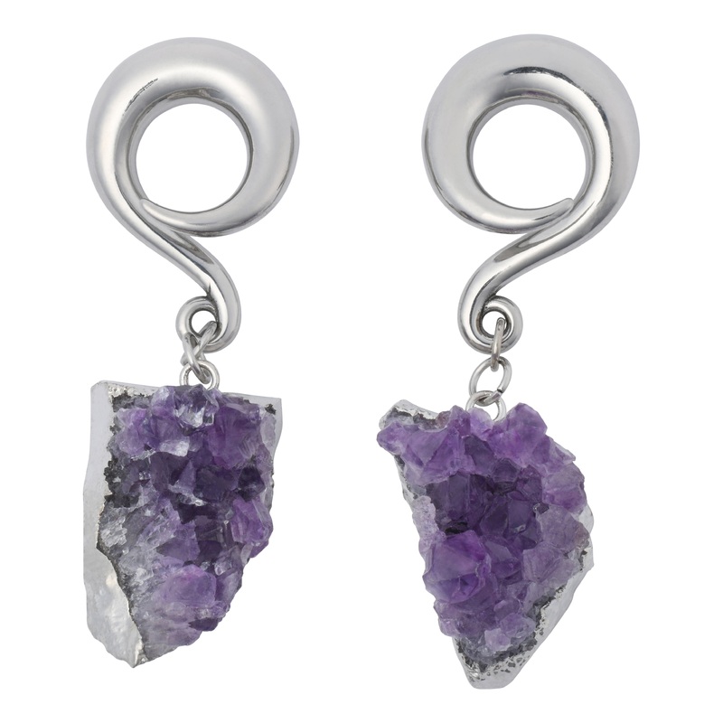 Amethyst Cluster Stainless Hangers 6 gauge (4mm) Stainless Steel Pair