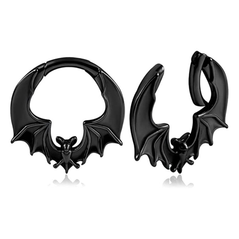 Bat Black Hoops 2 gauge (6mm) Black Pair