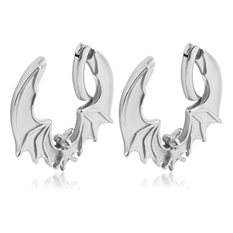 Bat Stainless Hoops 2 gauge (6mm) Stainless Steel Pair