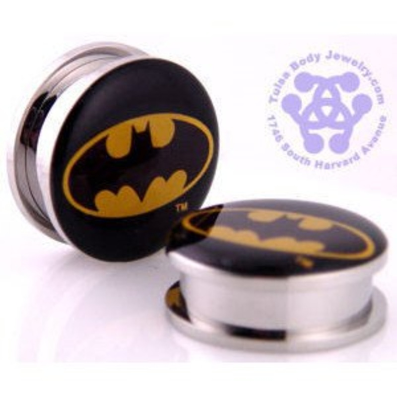 Batman Stainless Screw-On Plugs 7/16 inch (11mm) Stainless Steel Pair