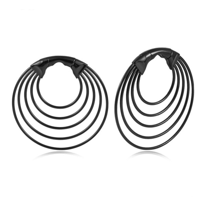 Black Multi Hoops 2 gauge (6mm) Black PVD Pair