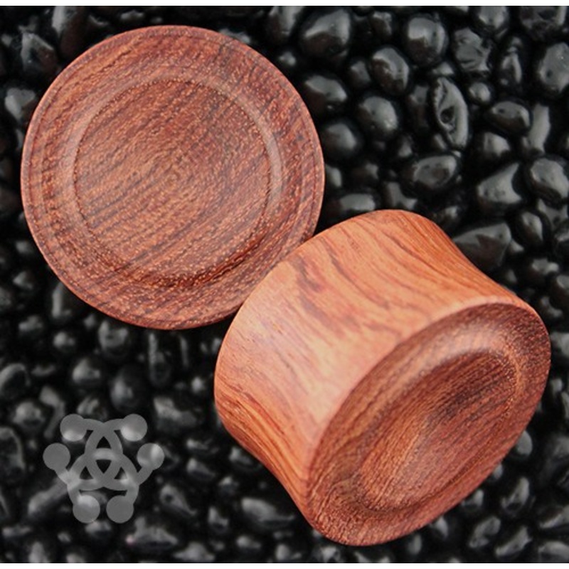 Bloodwood Button Carved Plugs by Siam Organics 1/2 inch (12.7mm) Bloodwood Pair