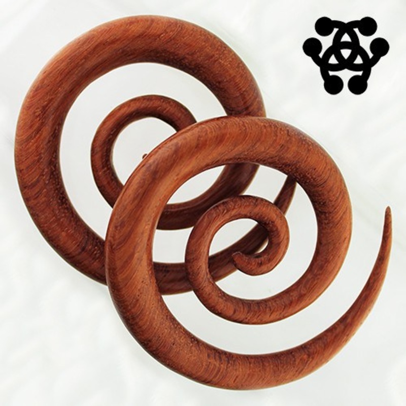 Bloodwood Long Spirals by Siam Organics 4 gauge (5mm) Bloodwood Pair