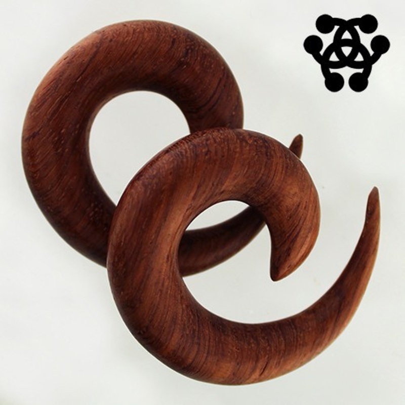 Bloodwood Spirals by Siam Organics 4 gauge (5mm) Bloodwood Pair