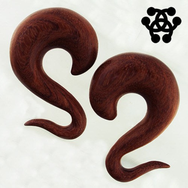 Bloodwood Tapered Hooks by Siam Organics 6 gauge (4mm) Bloodwood Pair