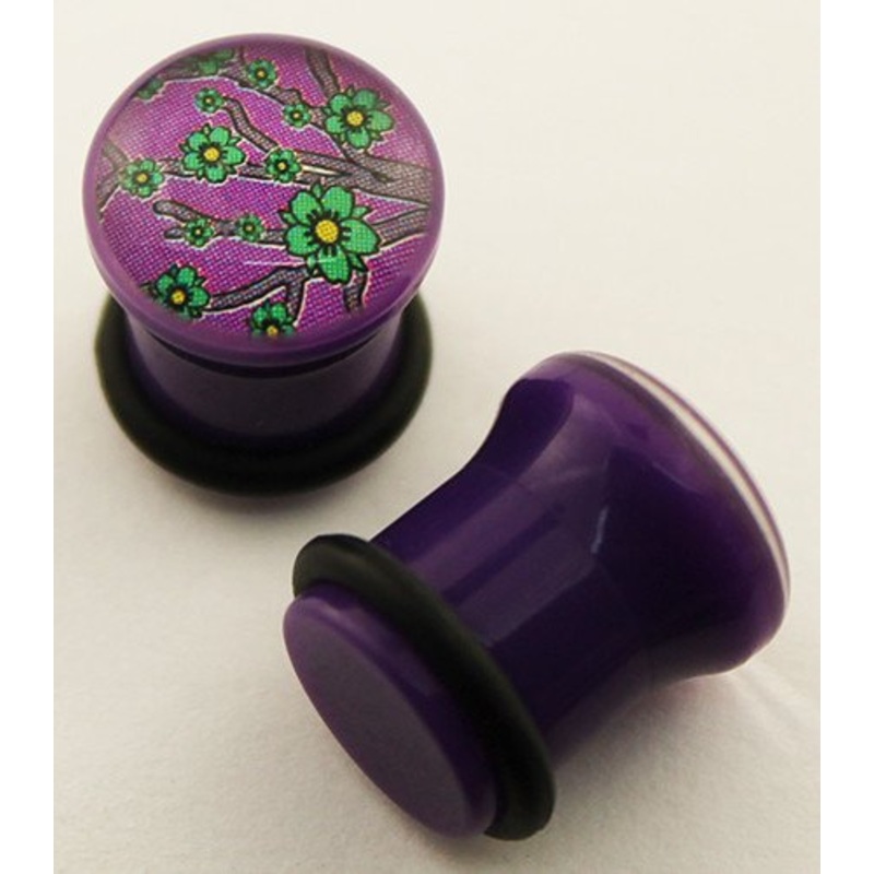 Purple Cherry Blossom Plugs 0 gauge (8mm) Purple Pair