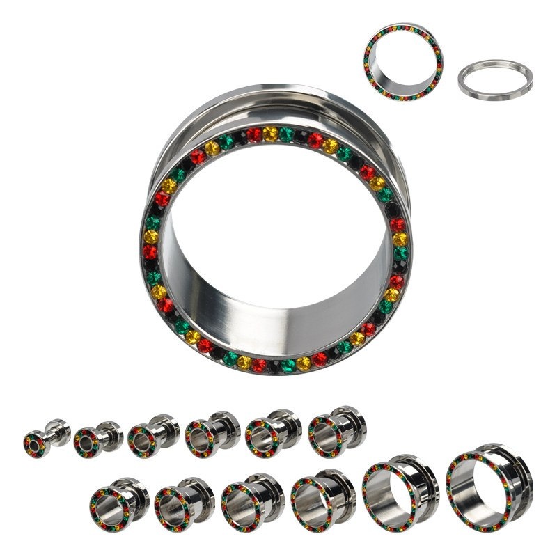 Rasta CZ Stainless Screw-On Tunnels 6 gauge (4mm) Stainless Steel Pair
