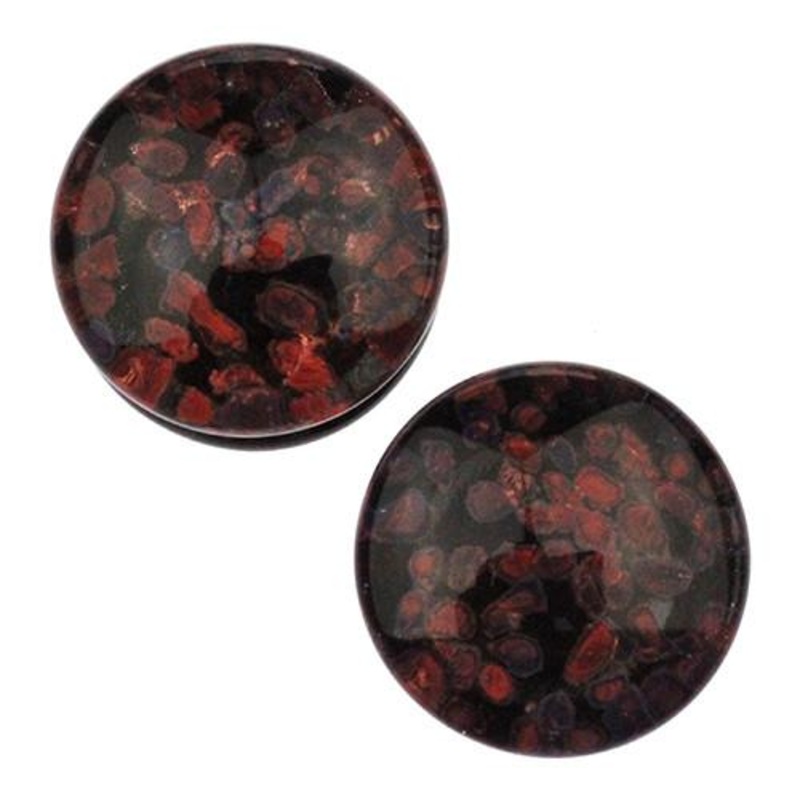 Rust Pebble Plugs by Glasswear Studios 1/2 inch (13mm) Rust Black Pair
