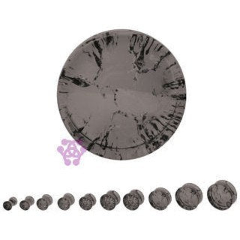 Smokey Glass Crackle Plugs 2 gauge (6mm) Smokey Grey Pair
