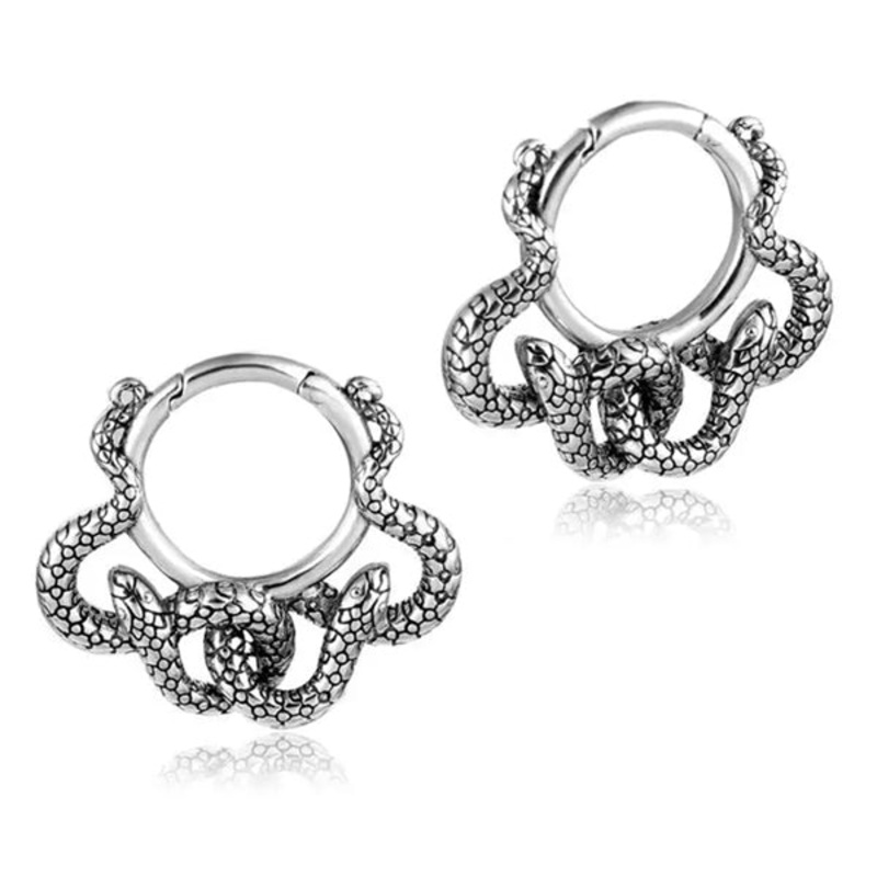 Snake Stainless Hoops 6 gauge (4mm) Stainless Steel Pair