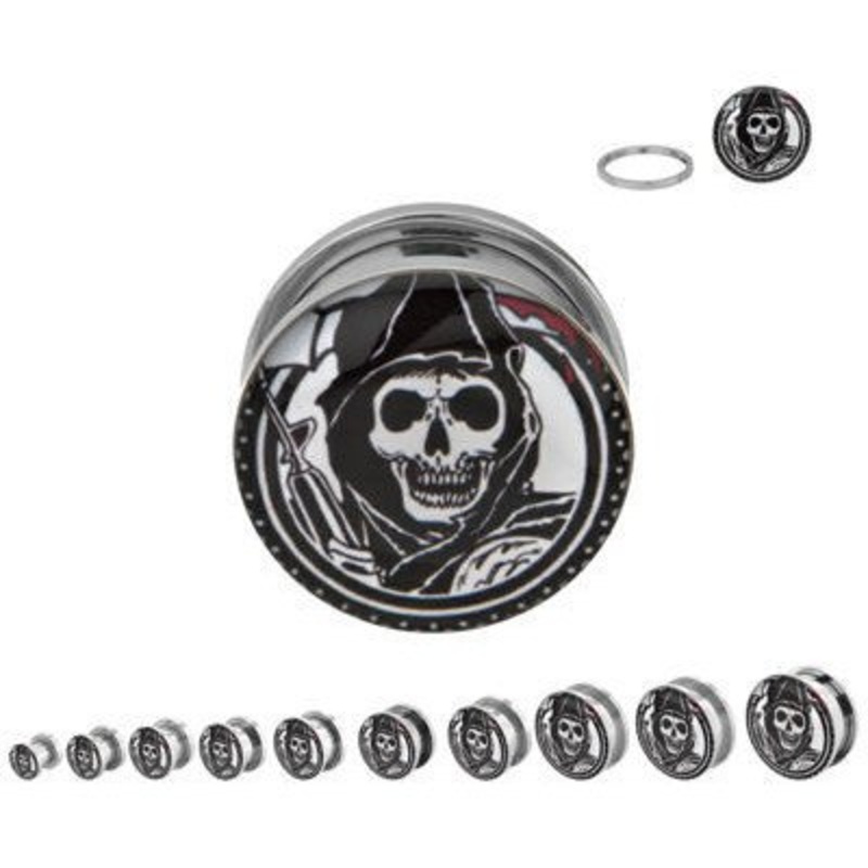 Sons of Anarchy Stainless Screw-On Plugs 1/2 inch (12mm) Stainless Steel Pair
