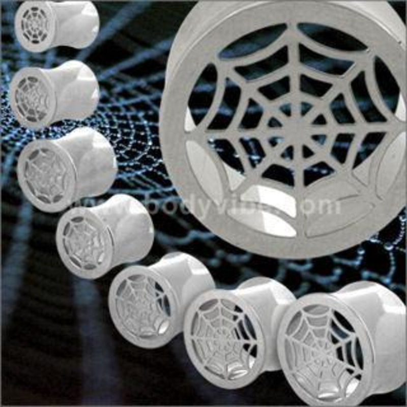 Spiderweb Stainless Tunnels 00 gauge (10mm) Stainless Steel Pair