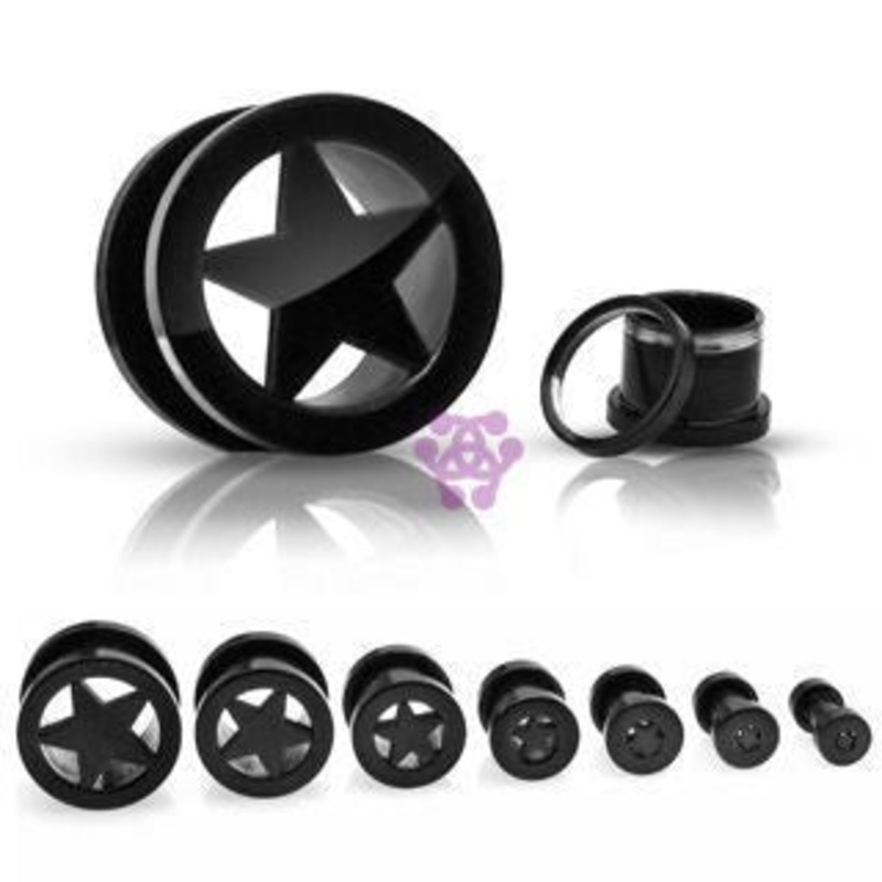 Star Black Screw-On Tunnels 3/4 inch (19mm) Black Pair