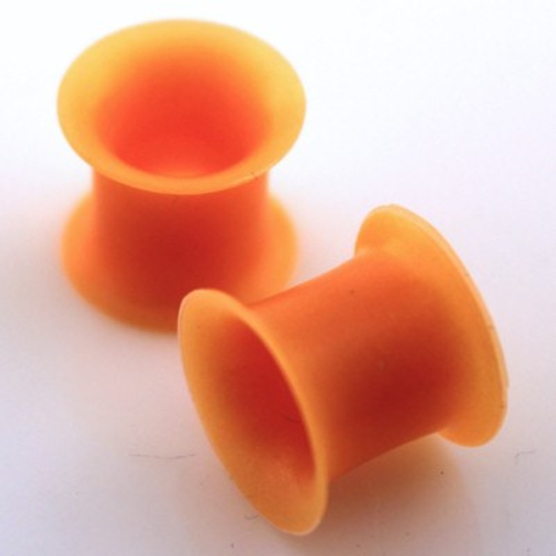 Tangerine Thin-Wall Silicone Tunnels 0 gauge (8mm) Tangerine Pair