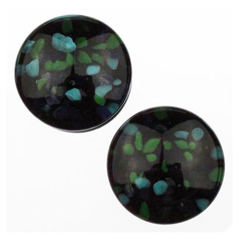 Water Pebble Plugs by Glasswear Studios 7/16 inch (11mm) Water Black Pair