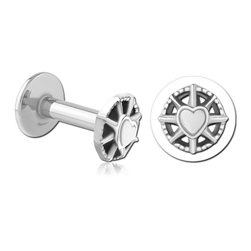 16g Heart Compass Stainless Labret 16g – 5/16″ long (8mm) Stainless Steel